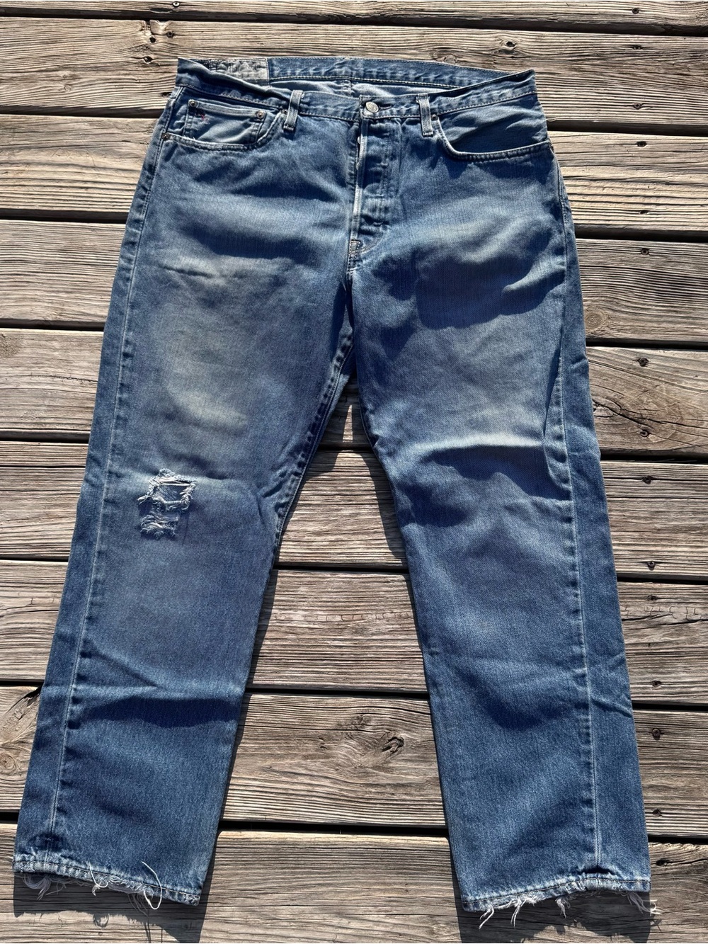 Polo Ralph Lauren 90s 2000s Straight Leg Distressed Denim Jeans